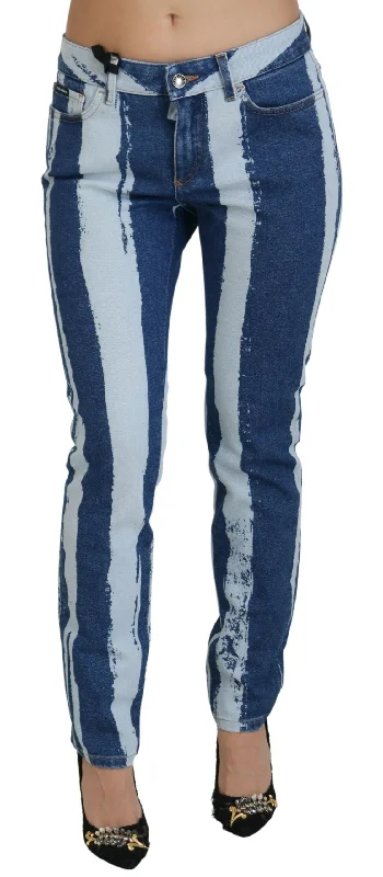 Dolce & Gabbana Sleek Striped Slim Fit Italian Women's Jeans Trendy Colored Denim Jeans Dolce & Gabbana Sleek Striped Slim Fit Italian Women's Jeans Trendy Colored Denim Jeans