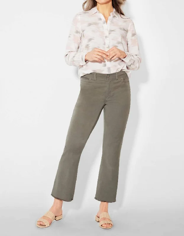 Dylan Cropped Jean With Fray Hem In Soft Sage Casual Loose Fit Jeans