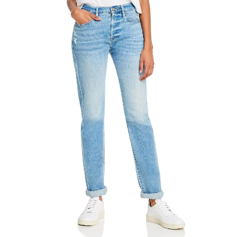 FRAME Womens Le Beau Denim Destroyed Boyfriend Jeans Casual Loose Fit Jeans