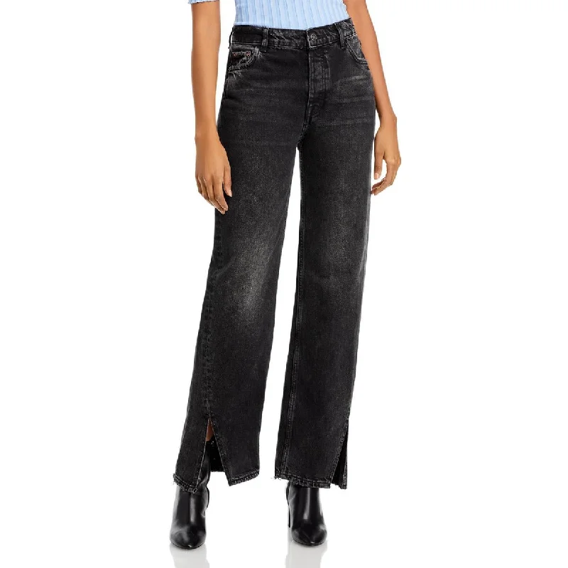Free People Womens Button Fly Front Slit Straight Leg Jeans Classic Button Fly Jeans Free People Womens Button Fly Front Slit Straight Leg Jeans Classic Button Fly Jeans