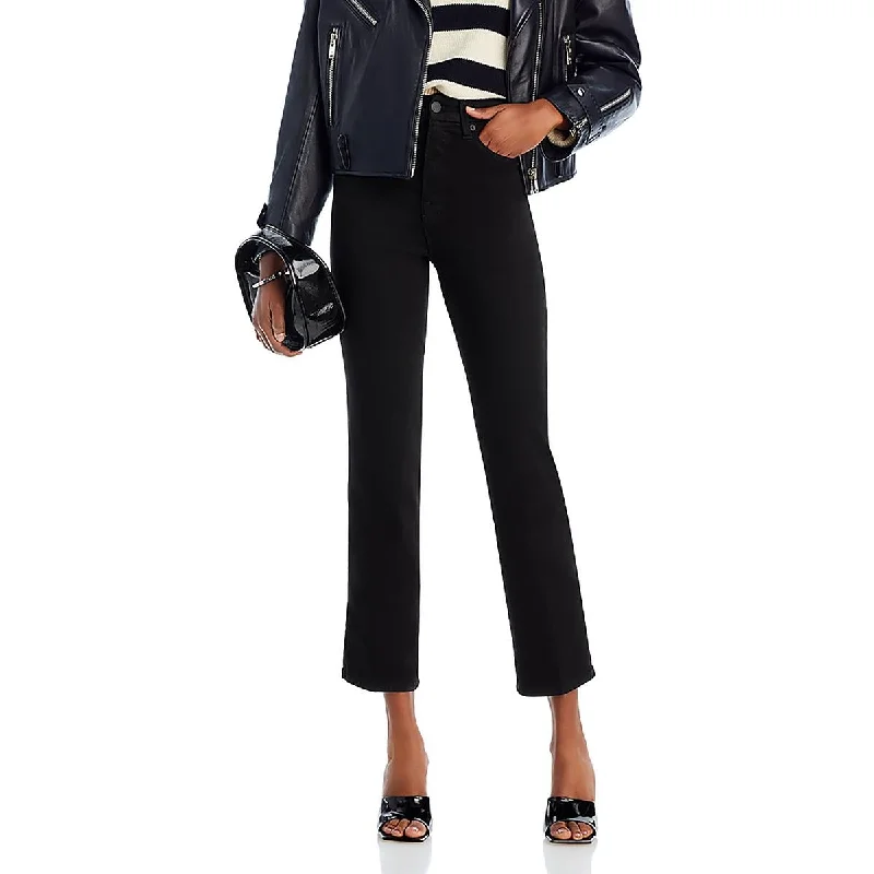 Good American Womens High Rise Cropped Flared Jeans Comfortable Zip-Fly Denim Jeans