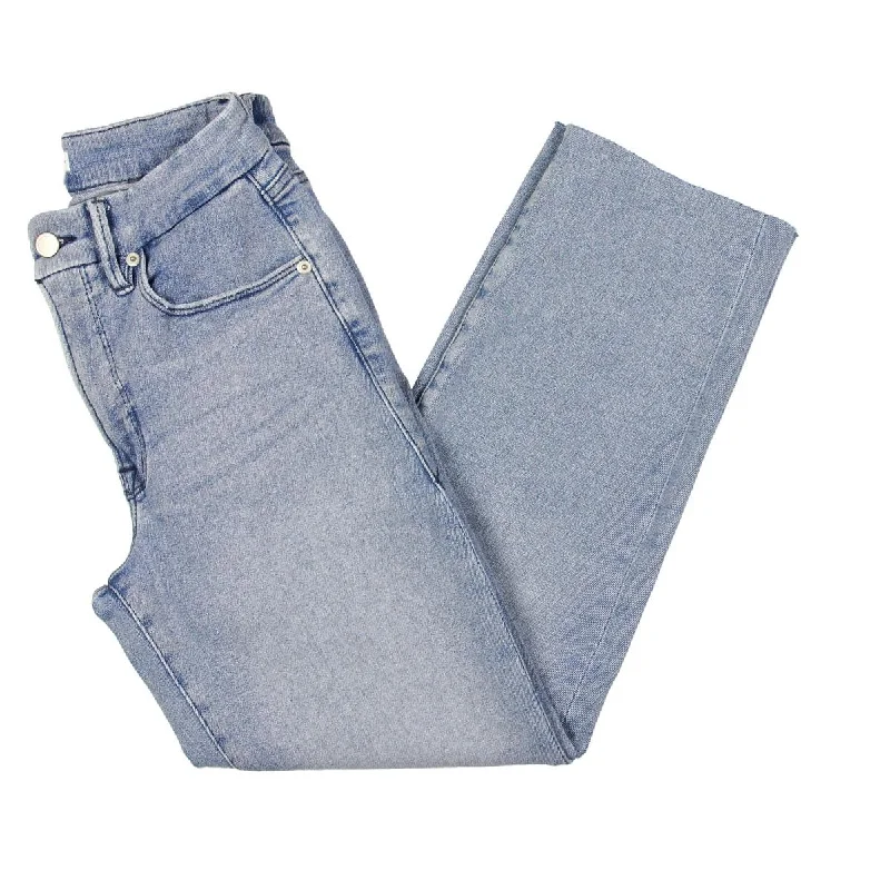 Good American Womens Straight Leg Distressed Straight Leg Jeans Trendy Low-Rise Slim Jeans Good American Womens Straight Leg Distressed Straight Leg Jeans Trendy Low-Rise Slim Jeans