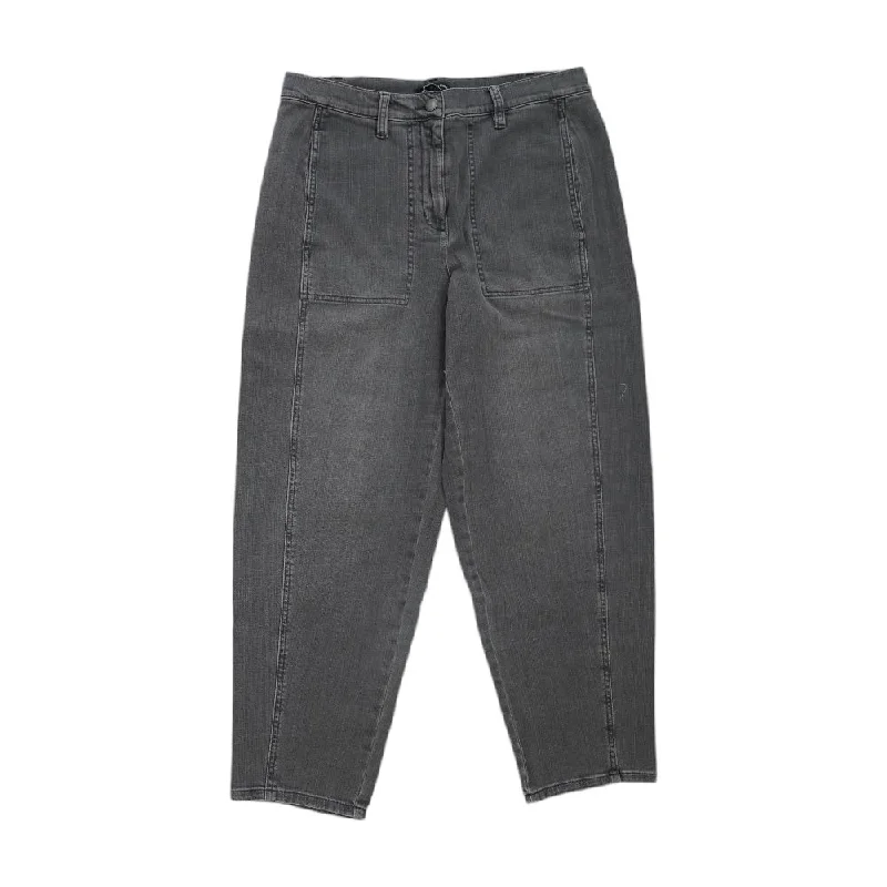 Gray Solid Jeans Trendy Wide-Legged High-Waist Jeans
