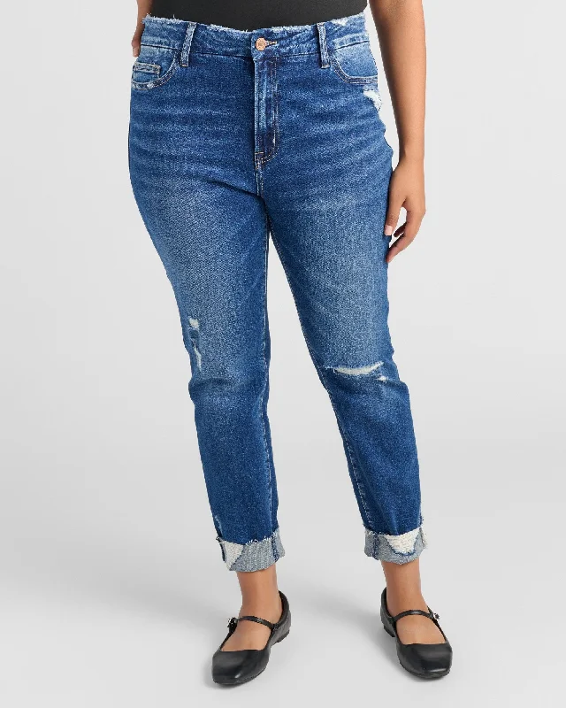 Distressed Skinny Jeans Cozy Relaxed Fit Denim Jeans