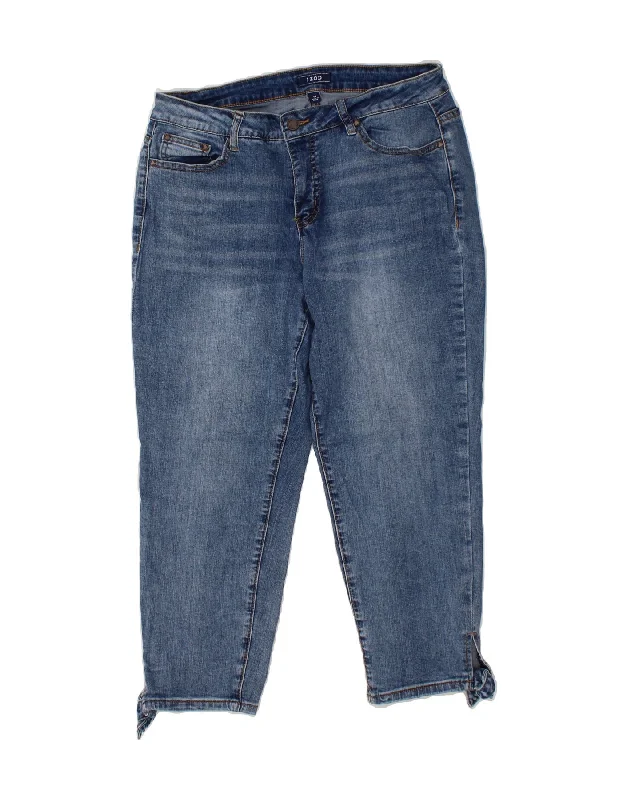 IZOD Womens High Waist Capri Jeans UK 14 Large W32 L22 Blue Cotton Fashionable Straight Cut Jeans IZOD Womens High Waist Capri Jeans UK 14 Large W32 L22 Blue Cotton Fashionable Straight Cut Jeans