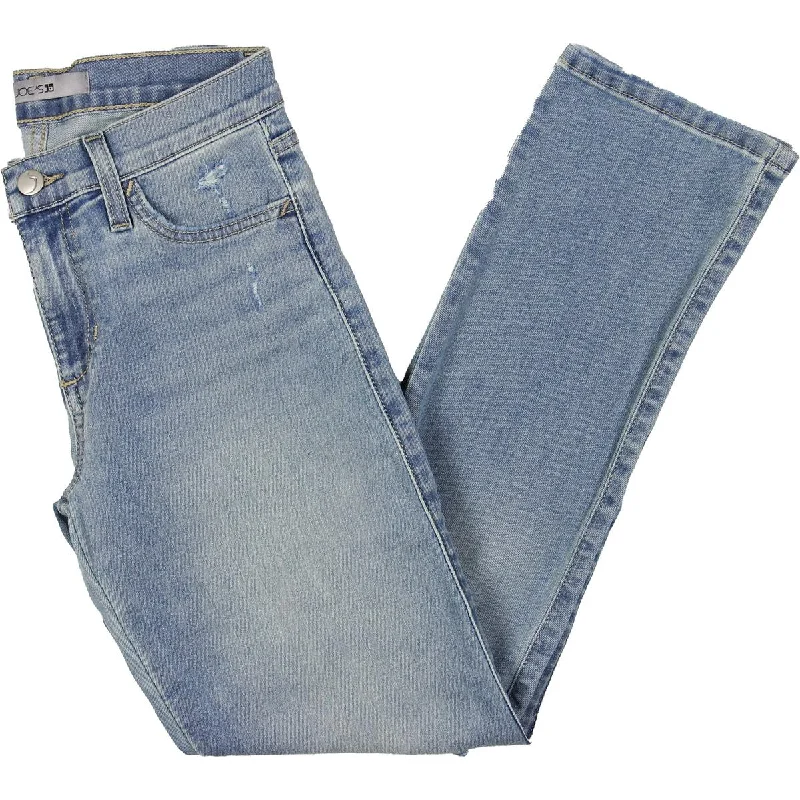Joe's Womens Mid-Rise Distressed Straight Leg Jeans Chic Double Waistband Jeans