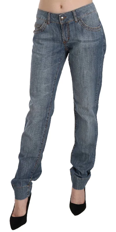 Just Cavalli Chic  Washed Slim Fit  Women's Jeans Trendy Wide-Legged High-Waist Jeans