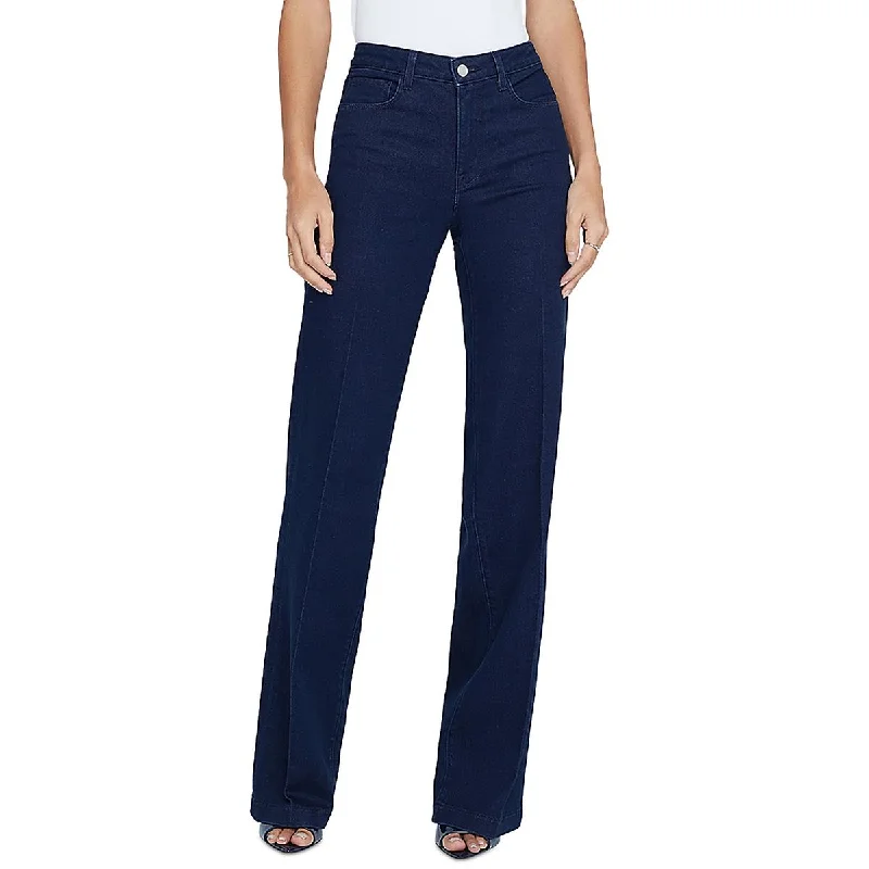L'Agence Womens High Rise Dark Wash Wide Leg Jeans Elegant Skinny Leg Jeans
