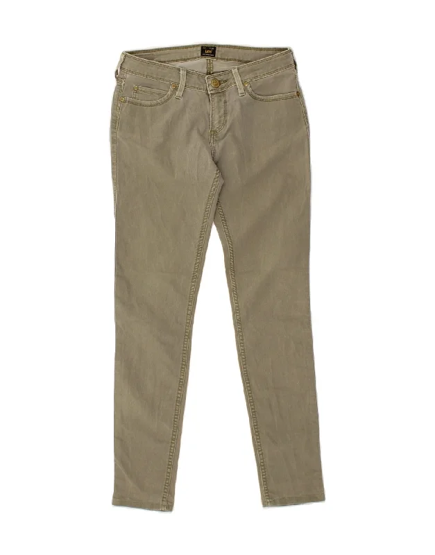 LEE Womens Toxey Skinny Jeans W27 L29  Khaki Cotton Fashionable Frayed Hem Denim