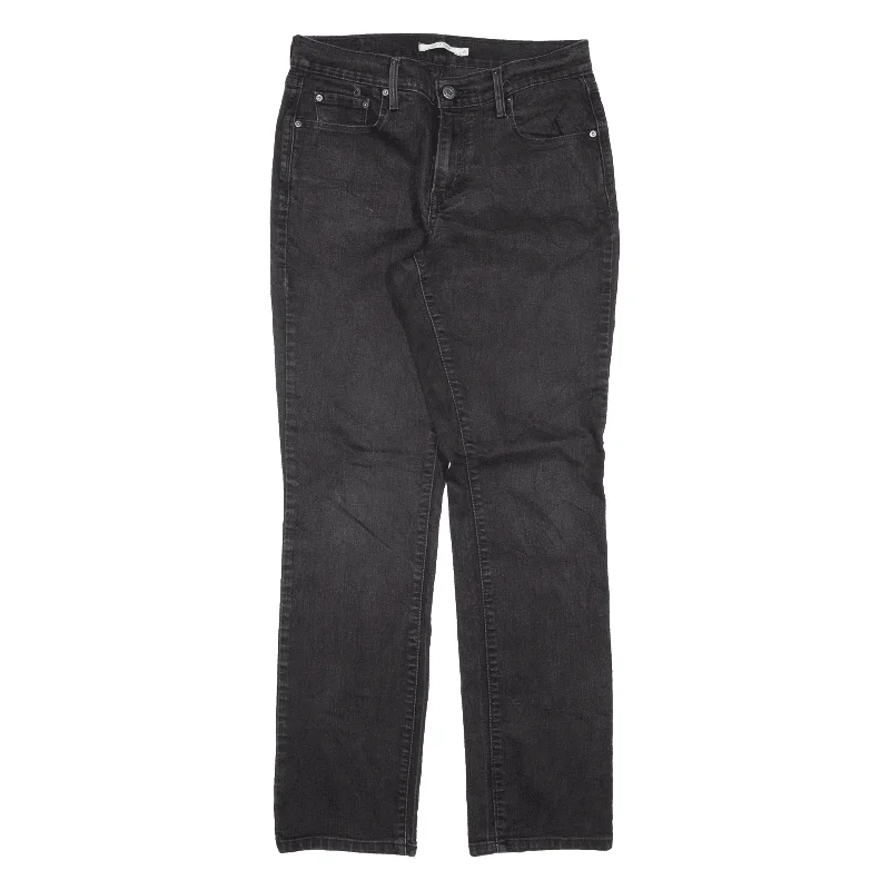 LEVI'S 505 Jeans Black Denim Regular Straight Womens W28 L32 Stylish Stone-Wash Denim Jeans