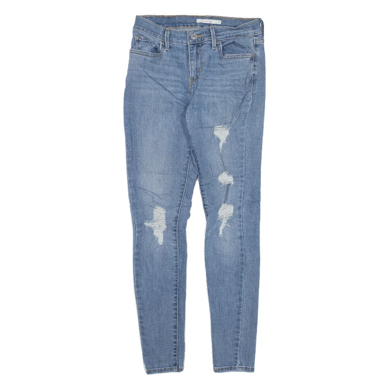 LEVI'S 710 Distressed Jeans Blue Denim Slim Skinny Womens W27 L28 Casual High-Waisted Bootcut Jeans
