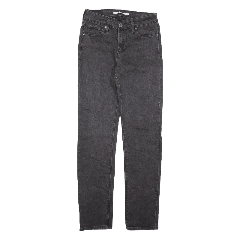 LEVI'S 712 Jeans Black Denim Slim Straight Womens W25 L30 Stylish High-Waist Skinny Denim