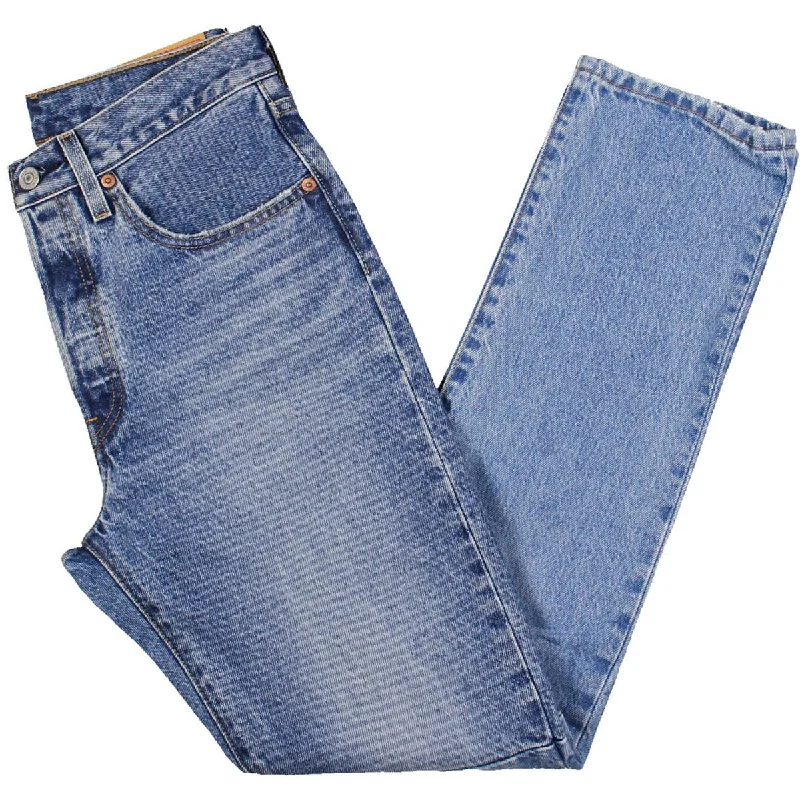 Levi's Womens High Rise Two Tone Straight Leg Jeans Casual Distressed Denim Jeans