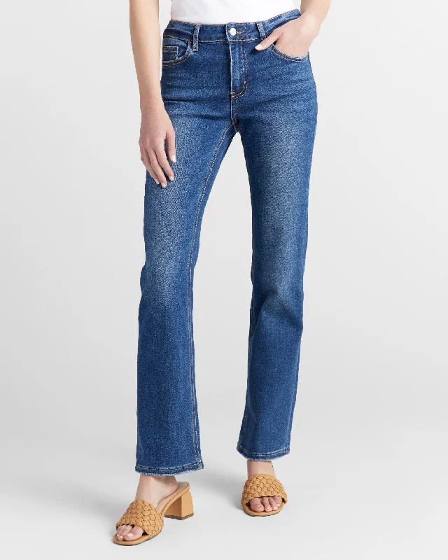 Mid Rise Bootcut Jeans Trendy Paperbag Waist Jeans