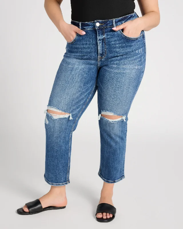 Plus Size Vintage High Rise Crop Straight Leg Jeans Comfortable Faded High-Rise Jeans Plus Size Vintage High Rise Crop Straight Leg Jeans Comfortable Faded High-Rise Jeans