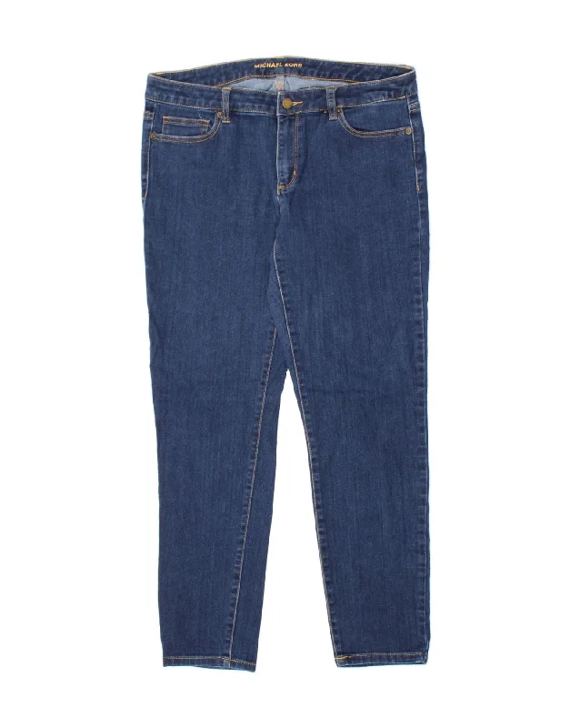 MICHAEL KORS Womens Slim Jeans US 8 Medium W30 L29 Blue Cotton Chic Double Waistband Jeans MICHAEL KORS Womens Slim Jeans US 8 Medium W30 L29 Blue Cotton Chic Double Waistband Jeans