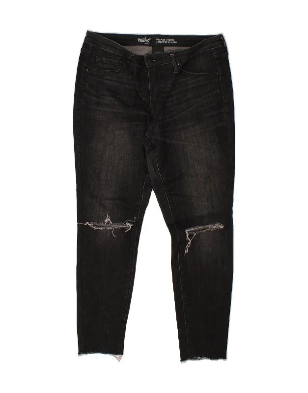 MOSSIMO Womens Stretch Distressed Jegging Jeans US 12 Large W31 L28 Grey Fashionable Raw Hemmed Jeans MOSSIMO Womens Stretch Distressed Jegging Jeans US 12 Large W31 L28 Grey Fashionable Raw Hemmed Jeans