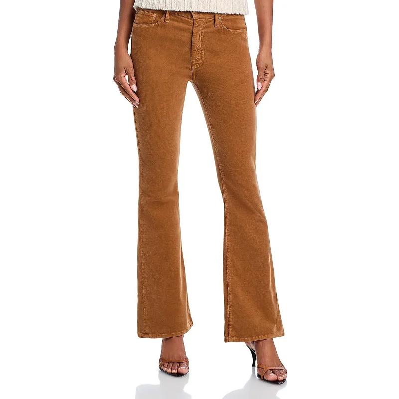 Mother Womens High Rise Corduroy Flared Jeans Classic Black Denim Jeans