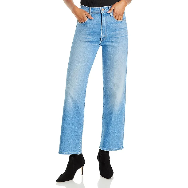 Mother Womens High Rise Faded Straight Leg Jeans Fashionable Mom Jeans