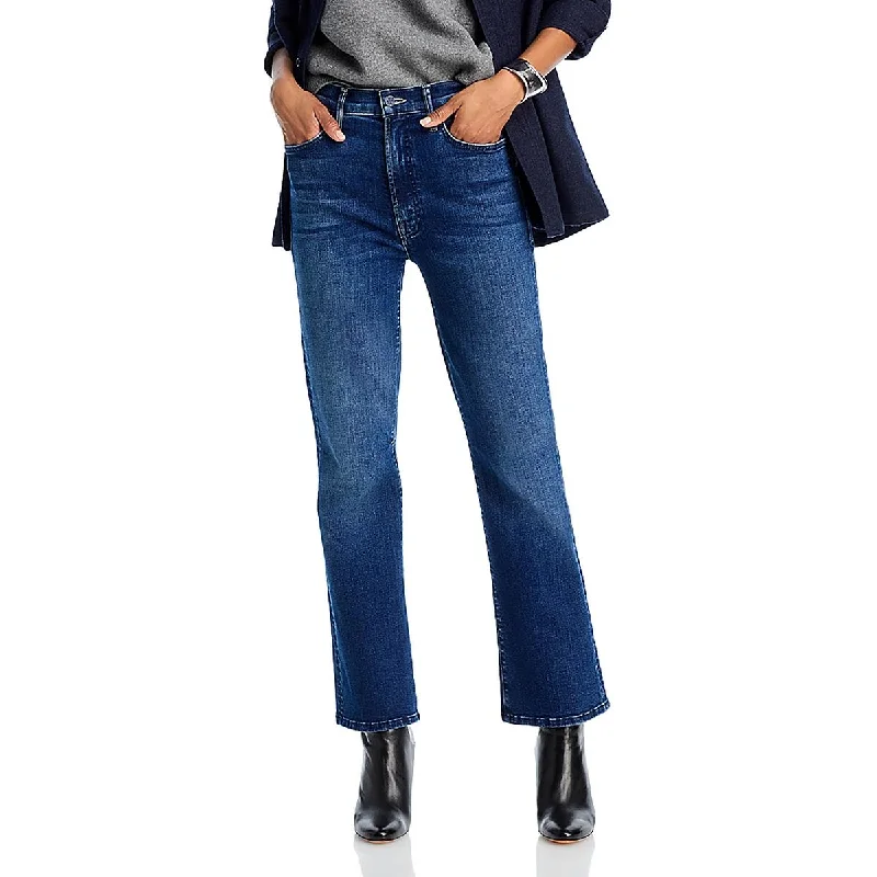 Mother Womens High Rise Stretch Straight Leg Jeans Fashionable Distressed Jeans