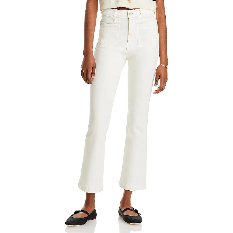 Mother Womens The Hustler Denim High-Rise Flared Jeans Fashionable Raw Edge Jeans