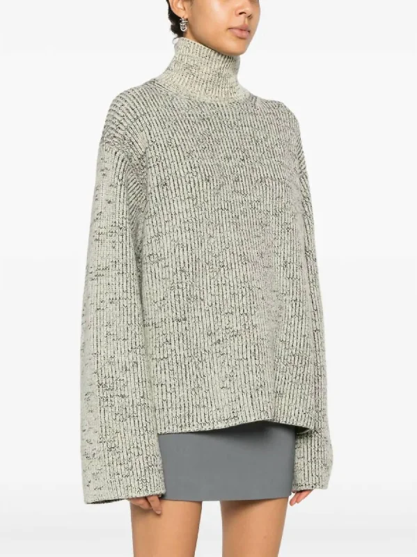 Nienke Turtleneck Sweater In Black/moon Notch Collar Peter Pan Collar Cowl Neck