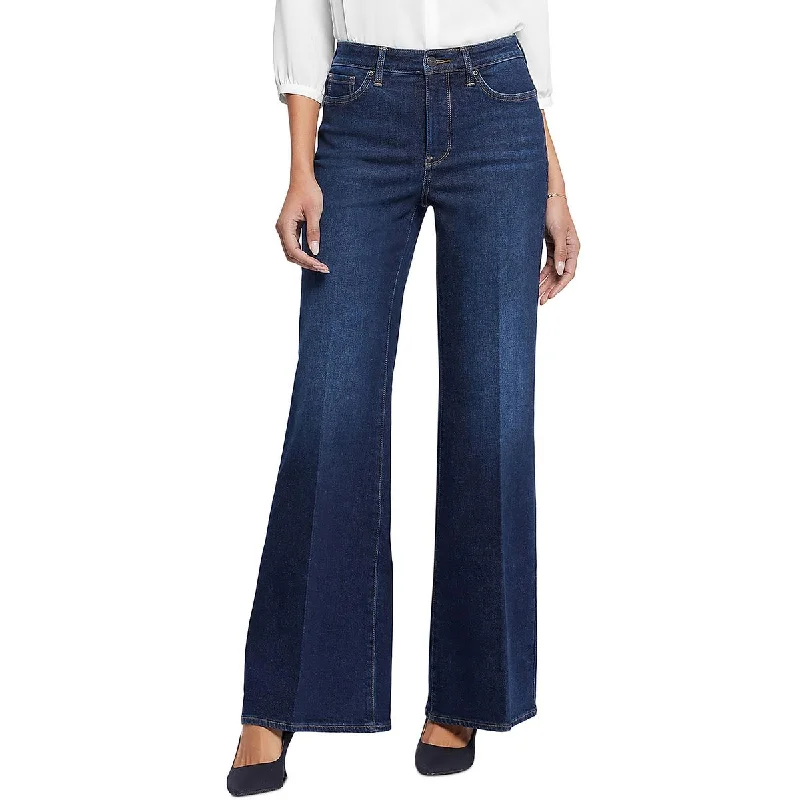 NYDJ Womens High Rise Stretch Wide Leg Jeans Trendy Skinny High-Waist Jeans
