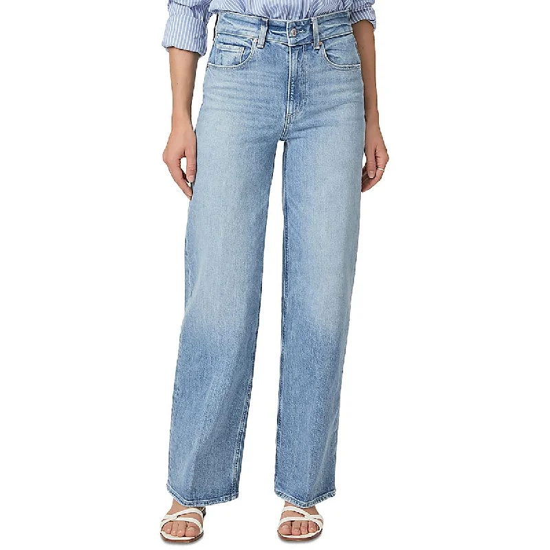 Paige Womens High Rise Stretch Wide Leg Jeans Comfortable Full-Length Denim Jeans