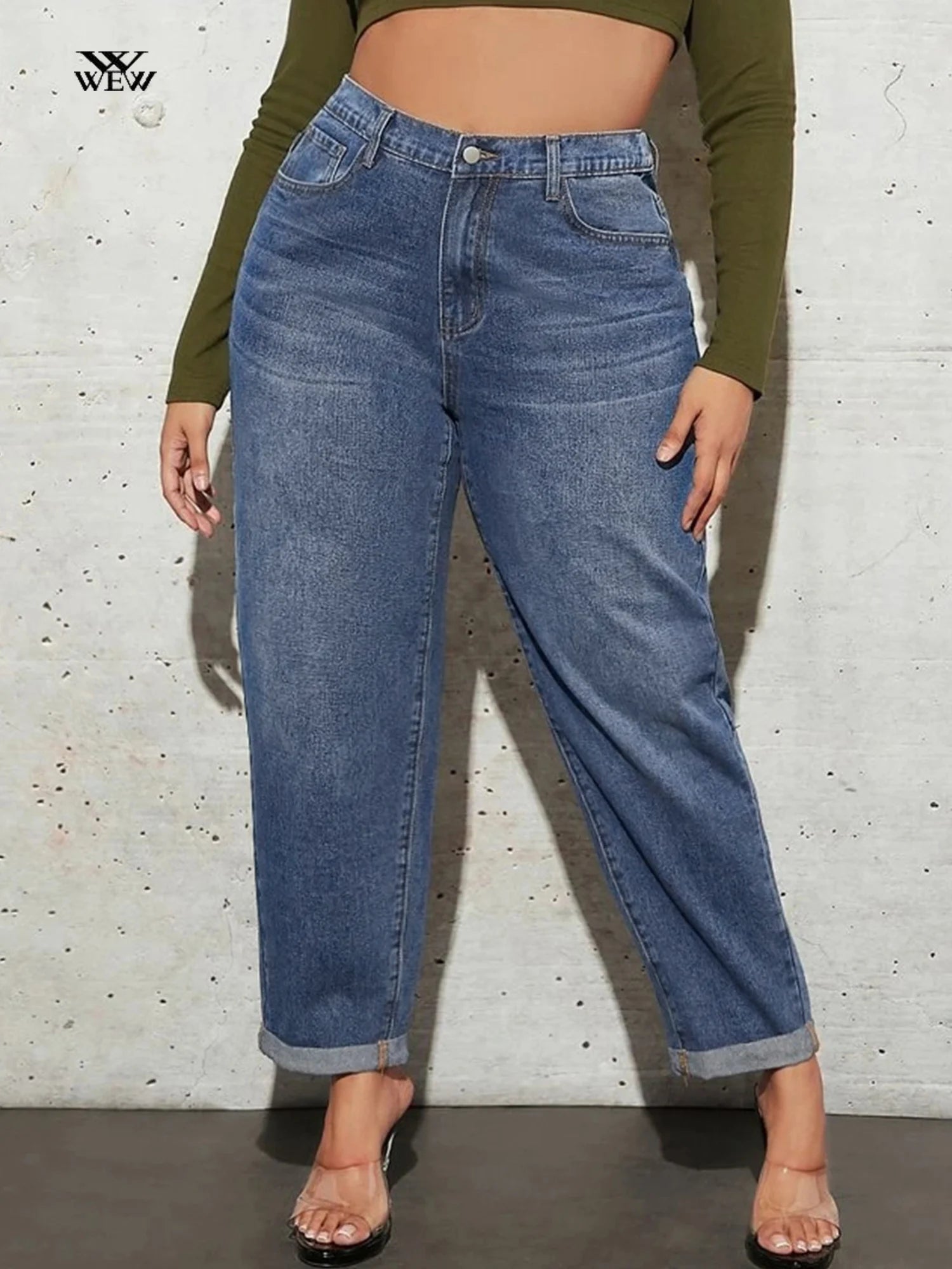 Plus Size Washing Jeans for Women Harem Jeans Stretchy Loose Denim Lady Jeans Pants Elegant Raw Hem Jeans Plus Size Washing Jeans for Women Harem Jeans Stretchy Loose Denim Lady Jeans Pants Elegant Raw Hem Jeans