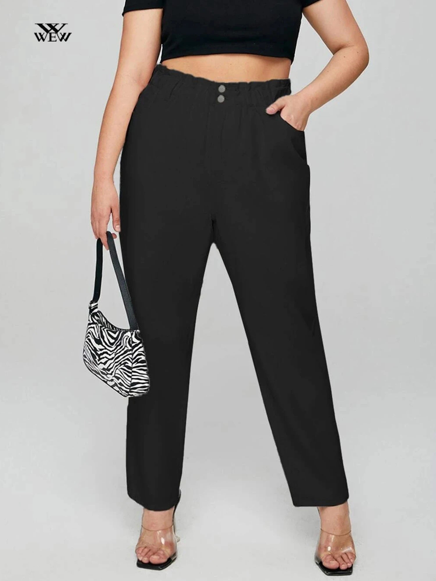 Plus Size Women's Jeans Elastic Waist Stretchy Jeans High Waist Harem Loose Mom  Pants Chic Cropped Jeans