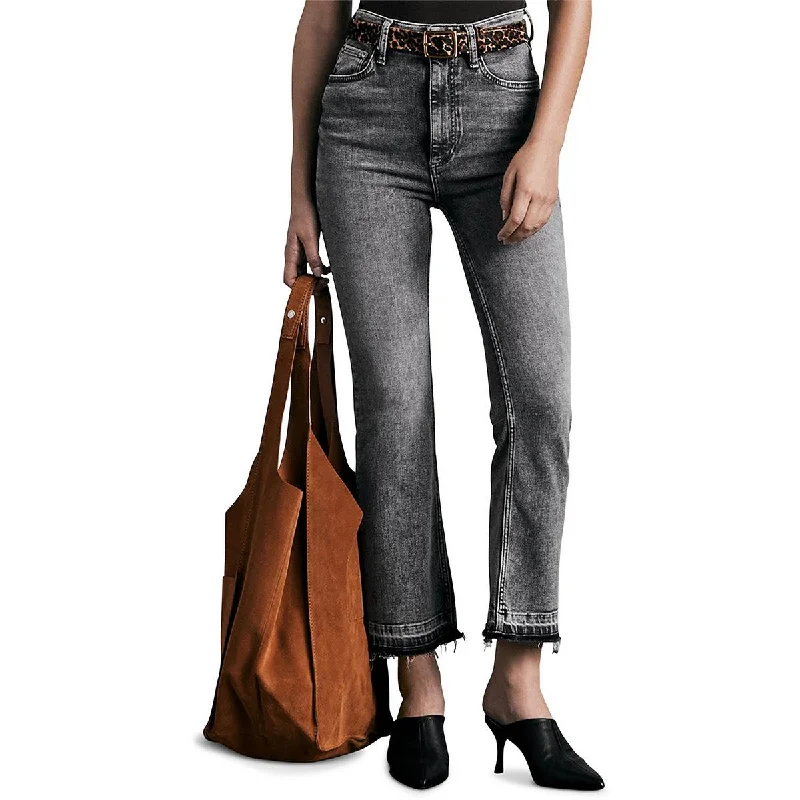 Rag & Bone Womens Casey Denim Ankle Flare Jeans Comfortable Folded Hem Jeans