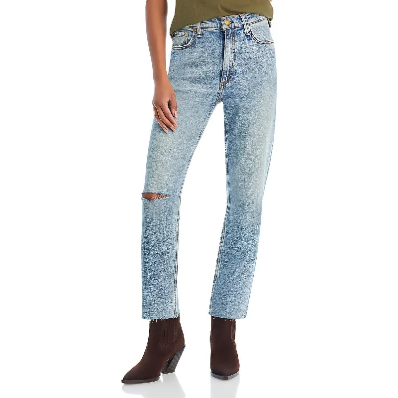 Rag & Bone Womens High Rise Straight Leg Straight Leg Jeans Comfortable Full-Length Denim Jeans