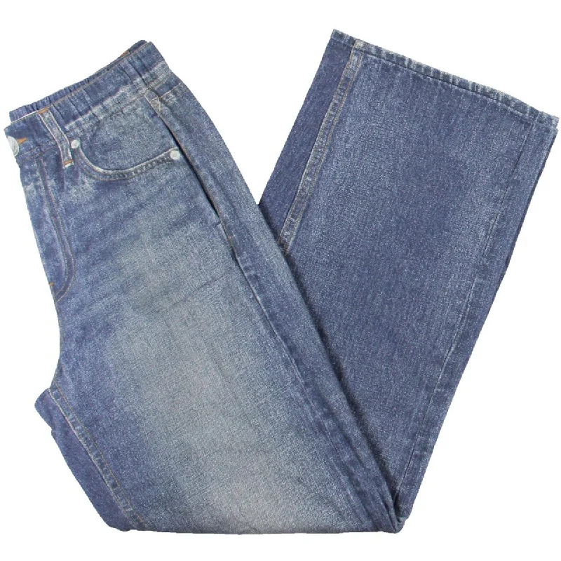 Rag & Bone Womens Wide Leg Elastic Waist Wide Leg Jeans Classic Button Fly Jeans