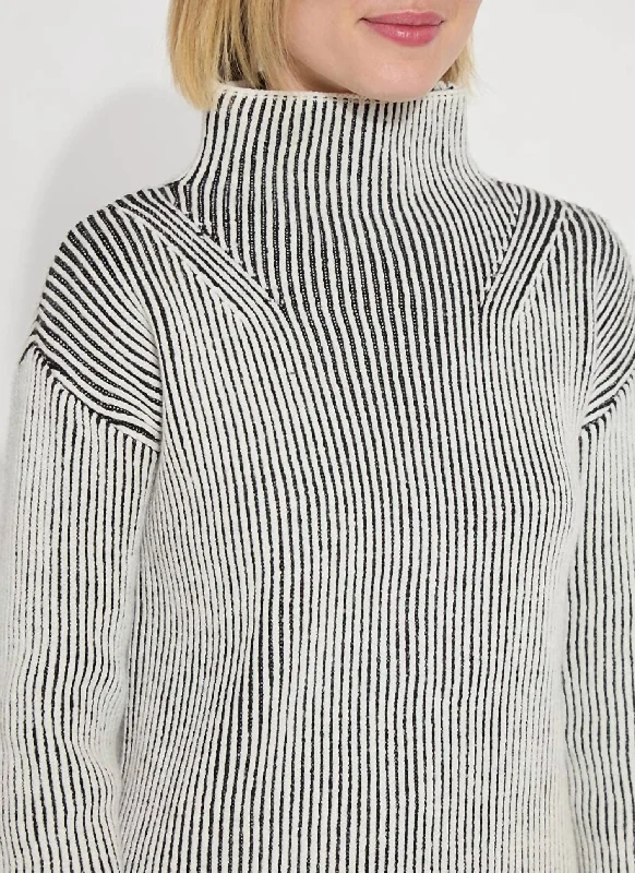 Rib Pullover Sweater Top In Black Fleece Sweater Nylon Polyester