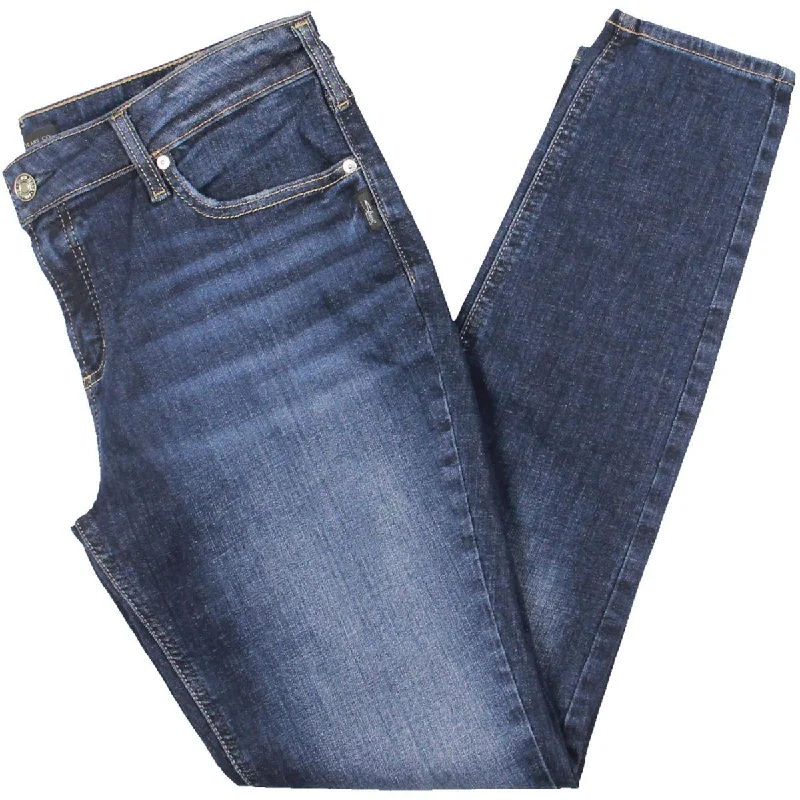 Silver Jeans Co. Womens Elyse Mid-Rise Comfort Fit Skinny Jeans Stylish High-Waist Skinny Denim