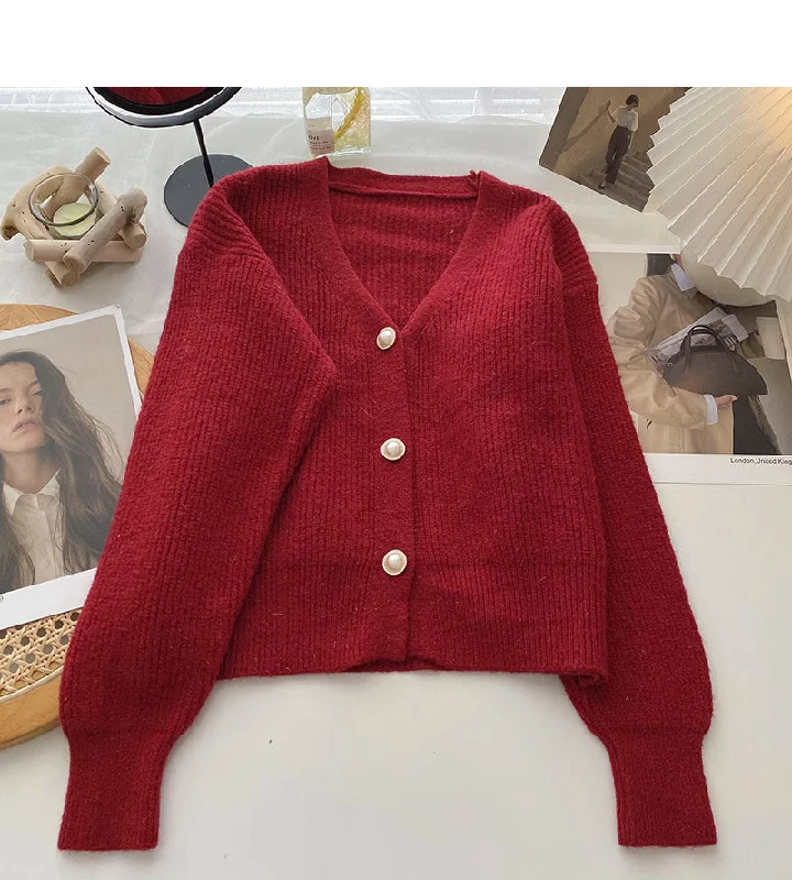 Solid V-Neck long sleeve bright silk sweater coat 6115 Boat Neck Shawl Collar Notched Collar Solid V-Neck long sleeve bright silk sweater coat 6115 Boat Neck Shawl Collar Notched Collar