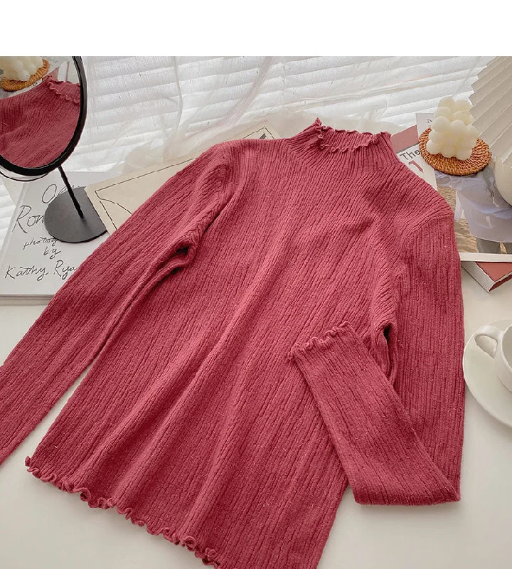 Stand collar long sleeve design slim fit bright silk sweater 6496 Layered Multi-layer Single Layer Stand collar long sleeve design slim fit bright silk sweater 6496 Layered Multi-layer Single Layer