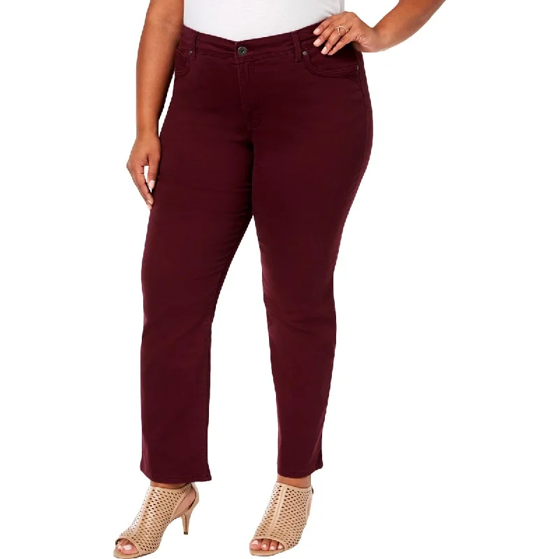 Style & Co. Womens Plus Petite High Rise Straight Leg Jeans Fashionable Raw Hemmed Jeans