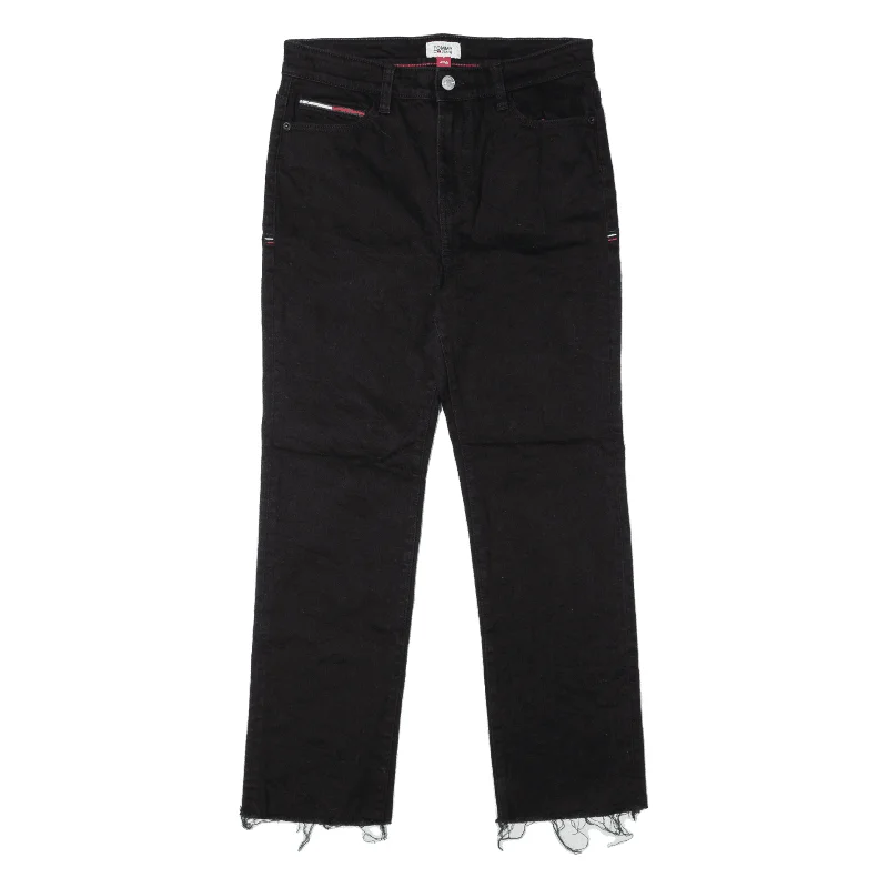 TOMMY HILFIGER Custom Raw Hem Jeans Black Denim Slim Straight Womens W29 L25 Comfortable Ankle Jeans TOMMY HILFIGER Custom Raw Hem Jeans Black Denim Slim Straight Womens W29 L25 Comfortable Ankle Jeans