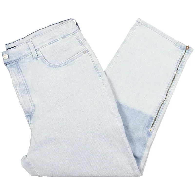 Tommy Hilfiger Womens High Rise Patchwork Cropped Jeans Trendy Cut-Off Denim Shorts