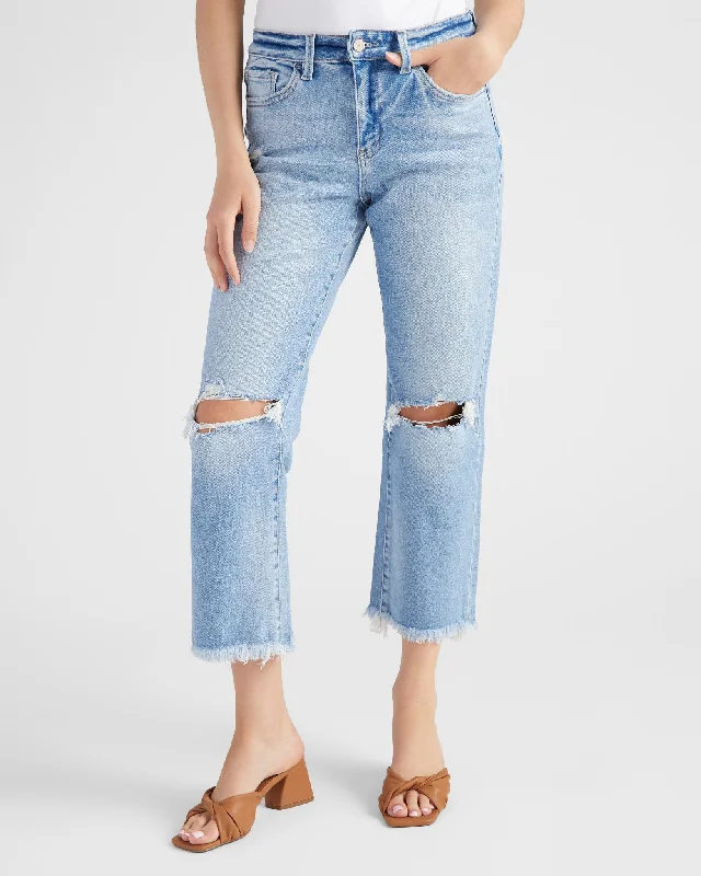 High Rise Cropped Straight Leg Jeans Trendy Low-Rise Bootcut Jeans
