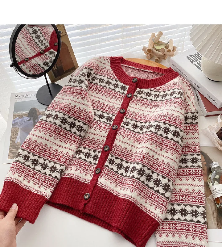 Vintage color matching sweater cardigan personalized long sleeve top 6120 Bright Pastel Dark Vintage color matching sweater cardigan personalized long sleeve top 6120 Bright Pastel Dark