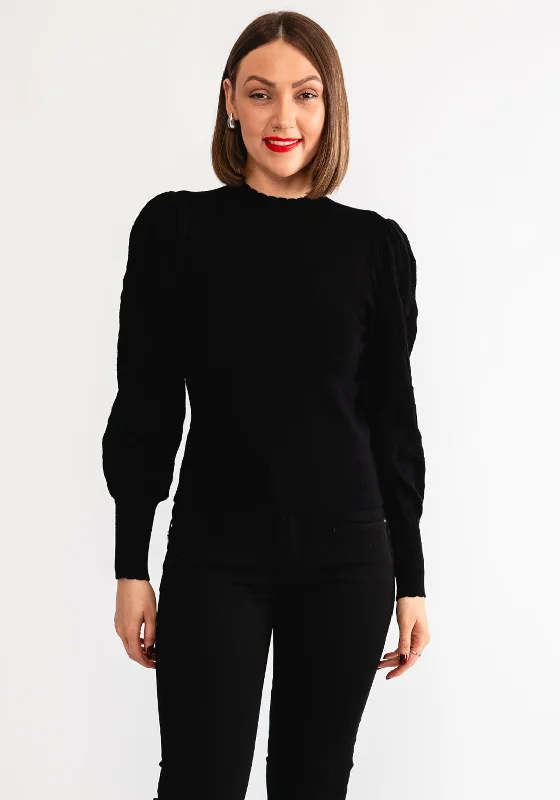 Vero Moda Limone High Neck Jumper, Black Cotton Fabric Linen Fabric Terry Fabric