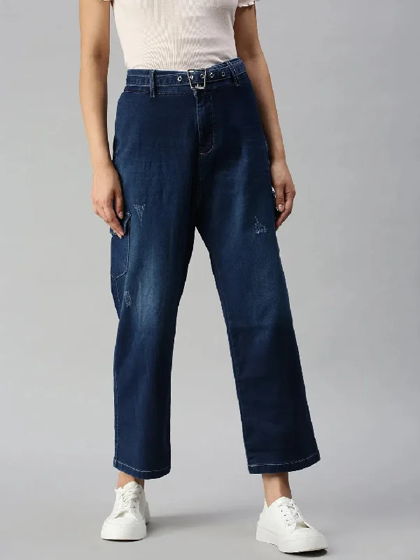 Women's Blue Solid Relaxed Fit Denim Jeans-SF-22015-Blue Fashionable Straight Fit Denim Women's Blue Solid Relaxed Fit Denim Jeans-SF-22015-Blue Fashionable Straight Fit Denim