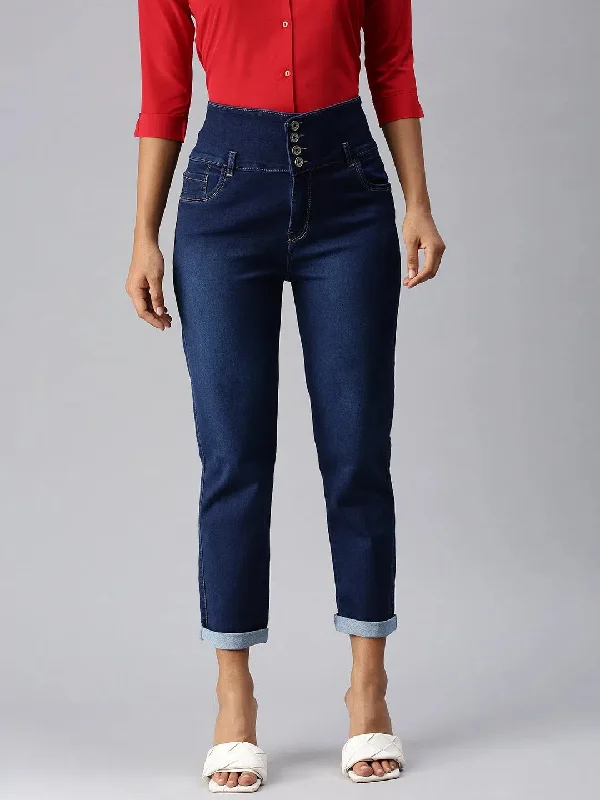 Women's Blue Solid Straight Fit Denim Jeans-LT-15903-4-Blue Stylish High-Waist Skinny Denim Women's Blue Solid Straight Fit Denim Jeans-LT-15903-4-Blue Stylish High-Waist Skinny Denim