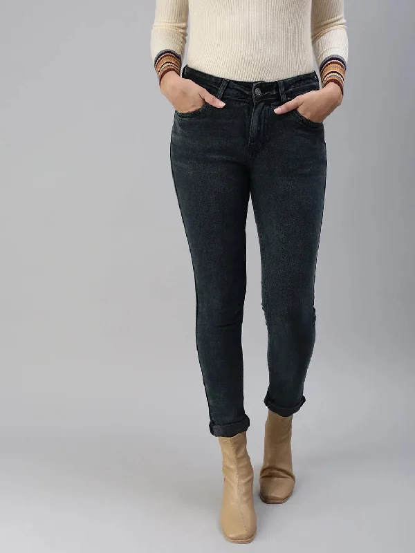 Women's Grey Solid Denim Slim Jeans-GZ-5144-Grey Comfortable Jogger Style Jeans