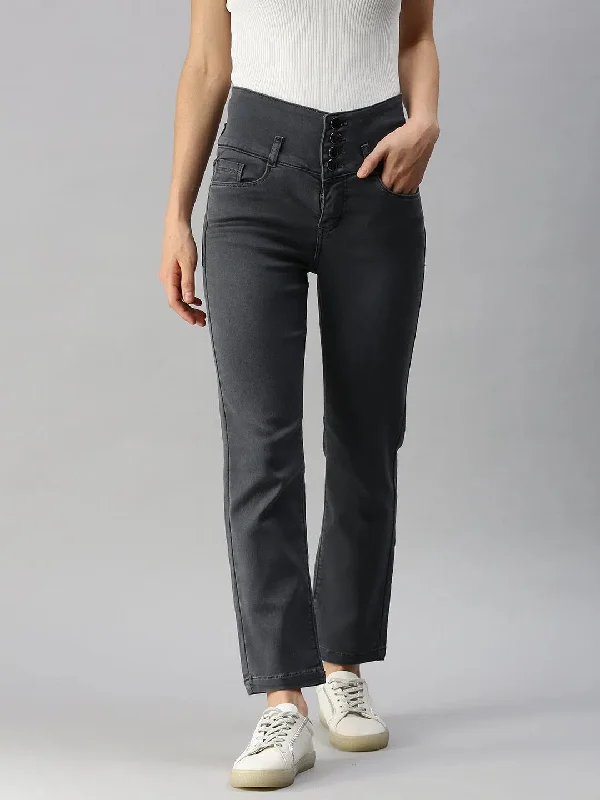 Women's Grey Solid Fit Denim Jeans-IM-9797B-Grey Comfortable Stretch Denim Jeans