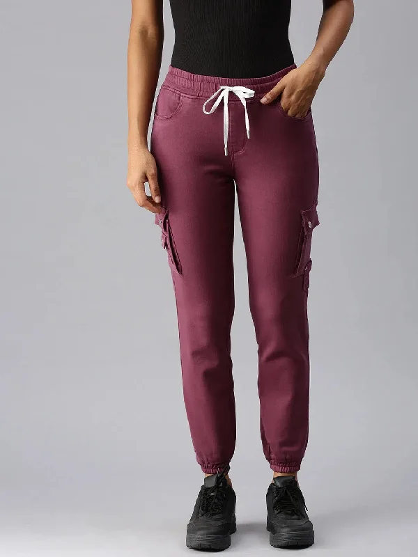 Women's Lavender Solid Jogger Denim Jeans-JO-22045C-Lavender Elegant Wide-Leg Jeans