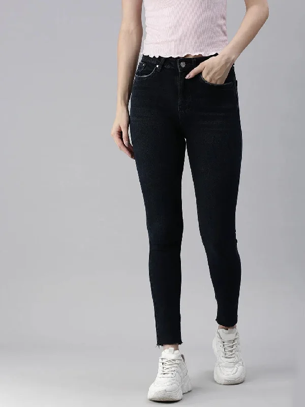 Women's Navy blue Solid Denim Skinny Jeans-GZ-5157-B-Navyblue Trendy Cut-Off Denim Shorts Women's Navy blue Solid Denim Skinny Jeans-GZ-5157-B-Navyblue Trendy Cut-Off Denim Shorts