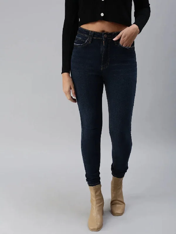 Women's Navy Blue Solid Denim Slim Jeans-GZ-5158-Navyblue Casual Wide-Legged Denim Jeans Women's Navy Blue Solid Denim Slim Jeans-GZ-5158-Navyblue Casual Wide-Legged Denim Jeans